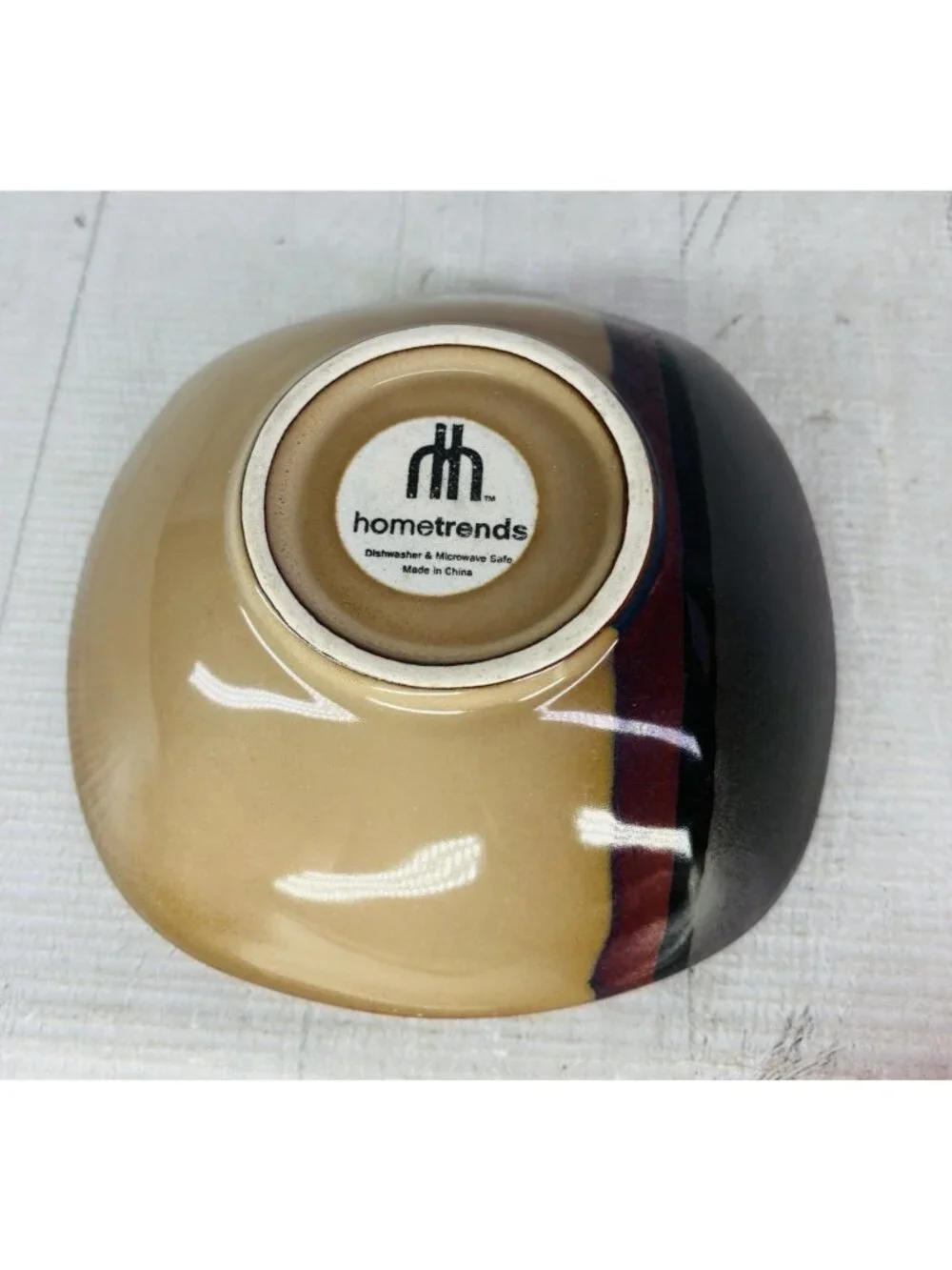 Home Trends BAZAAR BROWN Square Strips Stoneware 6 7/8